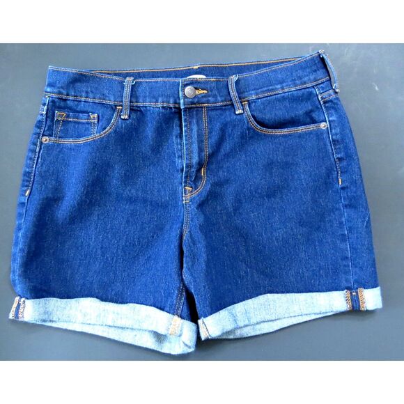 Old Navy Pants - Old Navy Women's Dark Wash Cuffed Hem Denim Shorts Blue 8 EUC